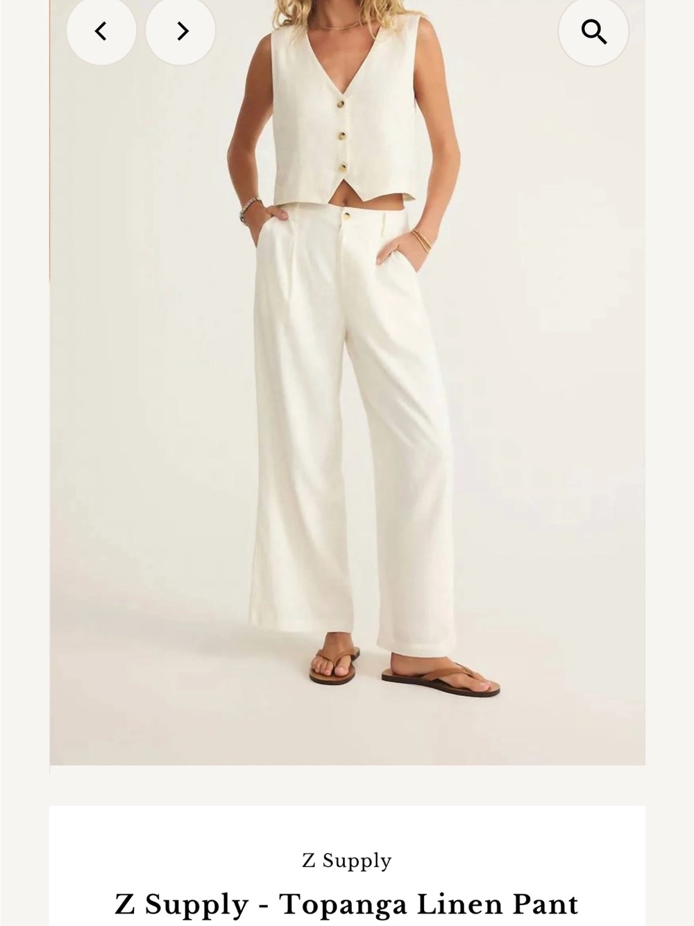 Z Supply White Topanga Linen Wide-Leg Pants